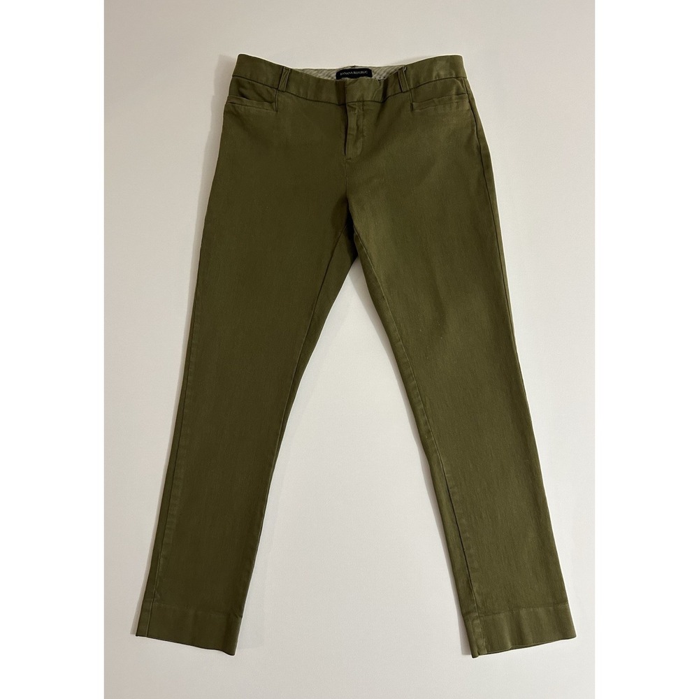 Banana Republic Women's Slim‑Leg Trousers Size 2 Green Stretch Dress Pants‎